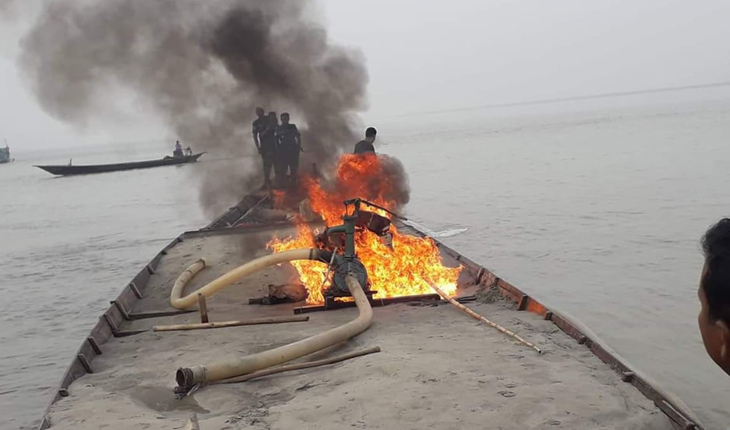 ভূঞাপুরে বালু উত্তোলনে দায়ে ড্রেজার মালি