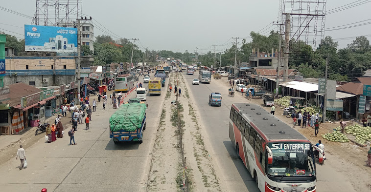 ঢাকা-টাঙ্গাইল মহাসড়কে যানবাহনের চাপ বাড়ল
